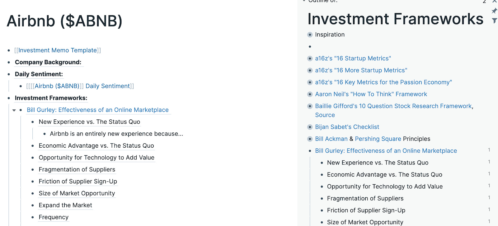 Tweet referenced in Investment Frameworks section
