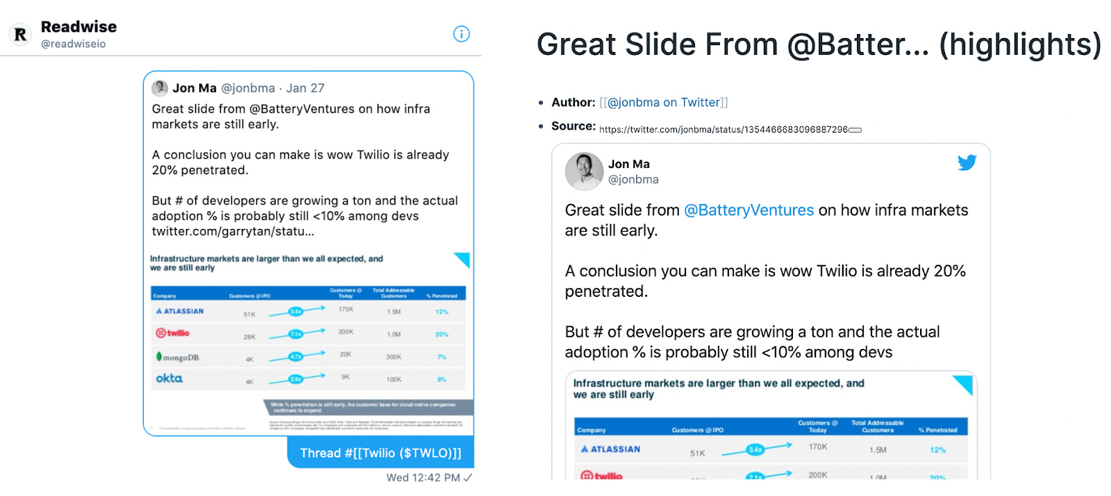 Tweet referenced in Twitter section